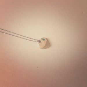 Sterling silver, blue topaz heart necklace